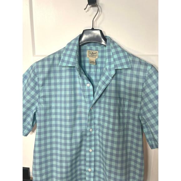 L.L. Bean Men Traditional Fit Short Sleeve Plaid Button Up NWOT Size M Medium - Picture 3 of 7